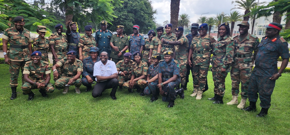 Dr Nyambe Sinyange with Defense Force graduates and invited Military leaders